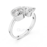 Trillion & Cushion Diamond Bezel Ring