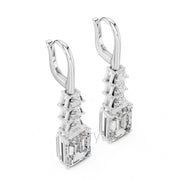 Emerald Elegance Drop Earrings with Trapezoid & Step-Cut Diamonds