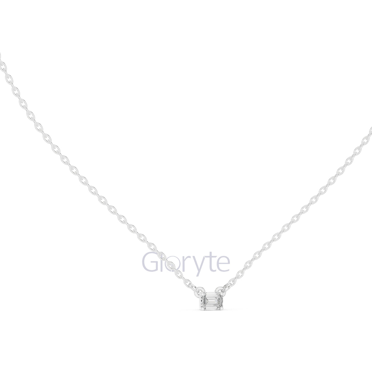 Emerald Cut Solitaire Diamond Pendant Necklace