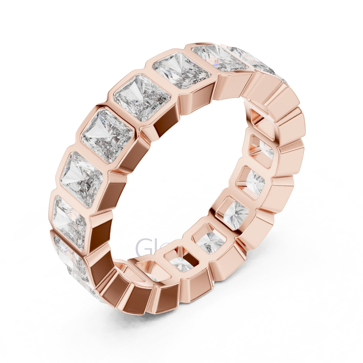 Radiant Cut Diamond Bezel-Set Eternity Band