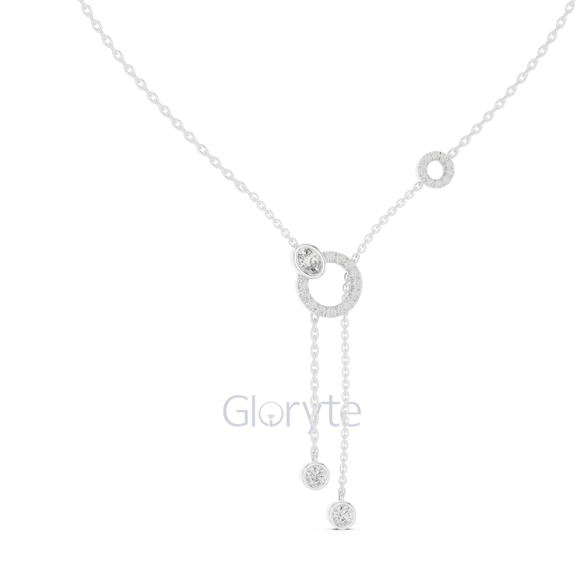 Interlocking Circle Drop Diamond Necklace