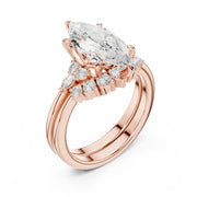 Diamond Bridal Set Ring with Marquise & Round Accent Diamonds