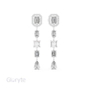 Emerald Halo Cut Diamond Drop Earrings