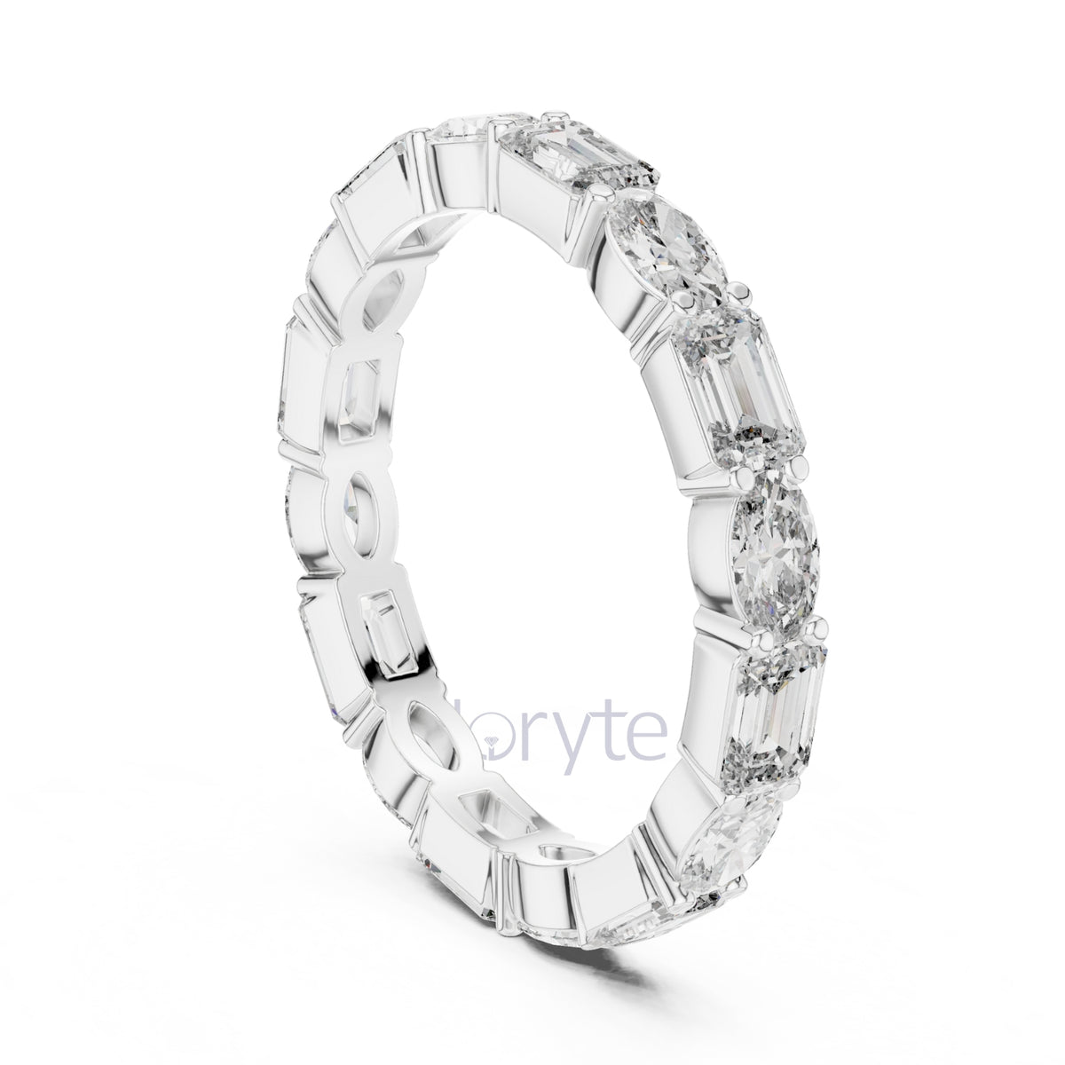 Emerald & Oval Cut Diamond Eternity Band