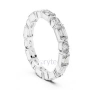 Emerald & Oval Cut Diamond Eternity Band