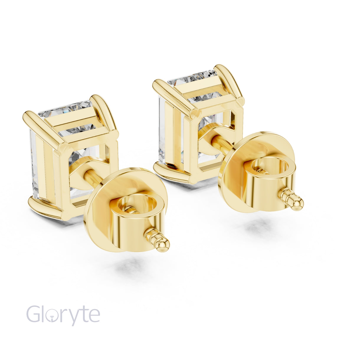 Emerald Cut Diamond Stud Earrings