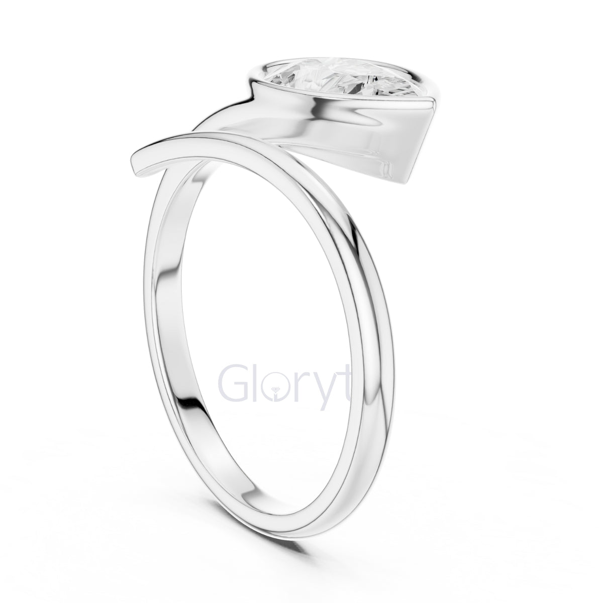 Pear Diamond Bypass Pinky Engagement Ring