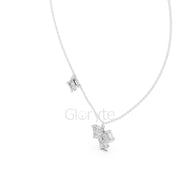 Princess Cluster Diamond Pendant Necklace