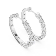 Bar-Set Diamond Hoop Earrings | Classic Round Cut Hoops