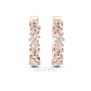 Baguette Cluster Hoop Earrings