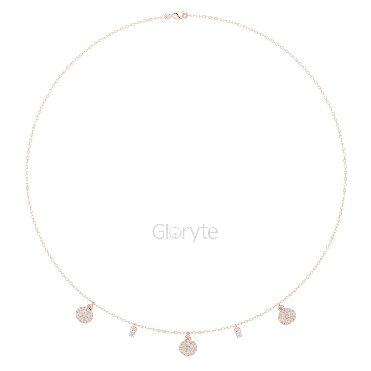 Diamond Charm Necklace – Pave Disc & Solitaire Pendant