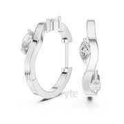 Wavy Marquise Diamond Hoop Earrings