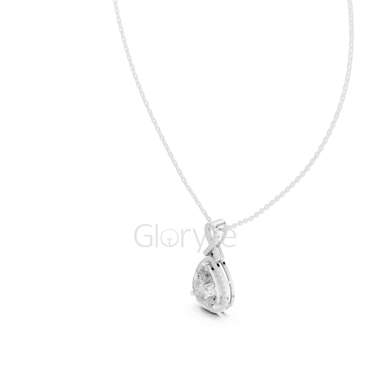 Infinity Halo Pear Pendant Necklace