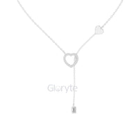 Diamond Heart Drop Pendant Necklace with Accent Chain – Includes Chain