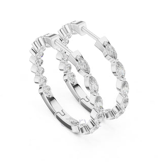 Marquise & Round Diamond Hoop Earrings