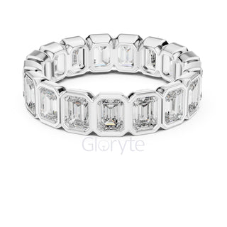 Emerald Cut Bezel Set Eternity Band