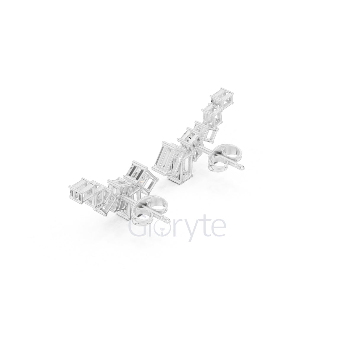 Emerald-Cut Diamond Cluster Earrings