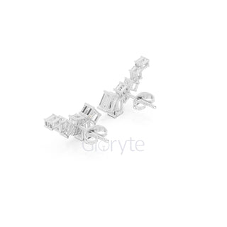 Emerald-Cut Diamond Cluster Earrings