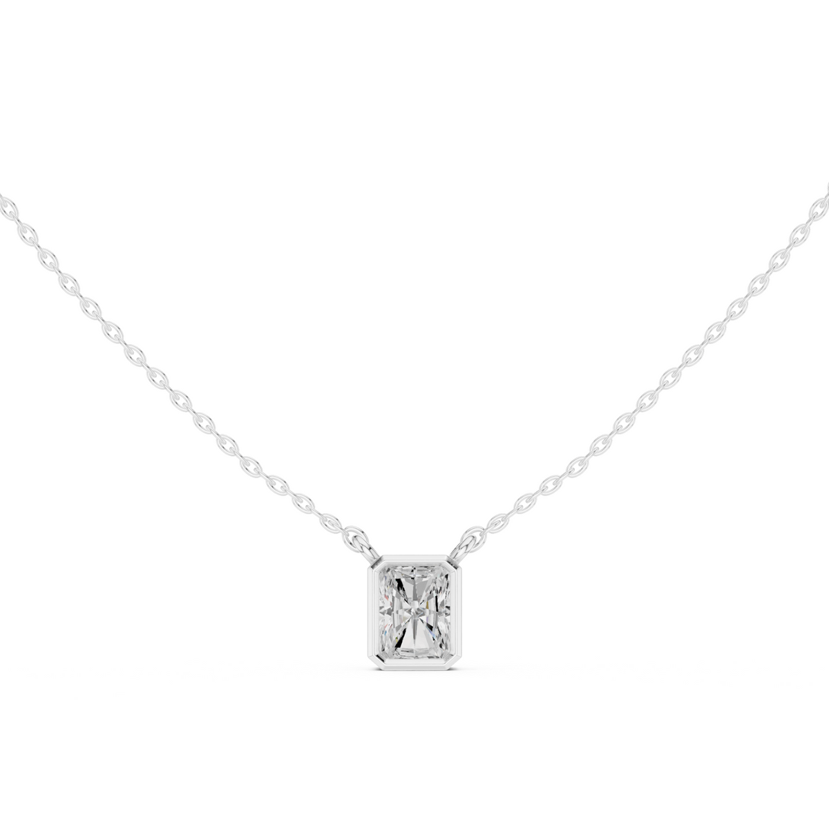 Diamond Solitaire Bezel Pendant Necklace