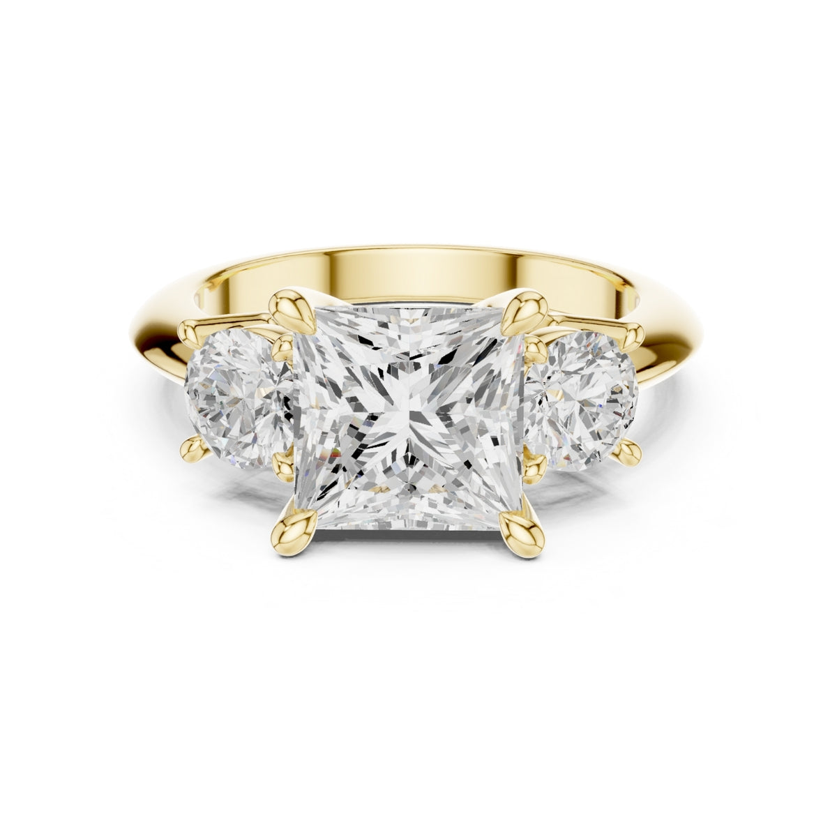 Three-Stone Diamond Engagement Ring | 2.5ct Center with Round Side Stones