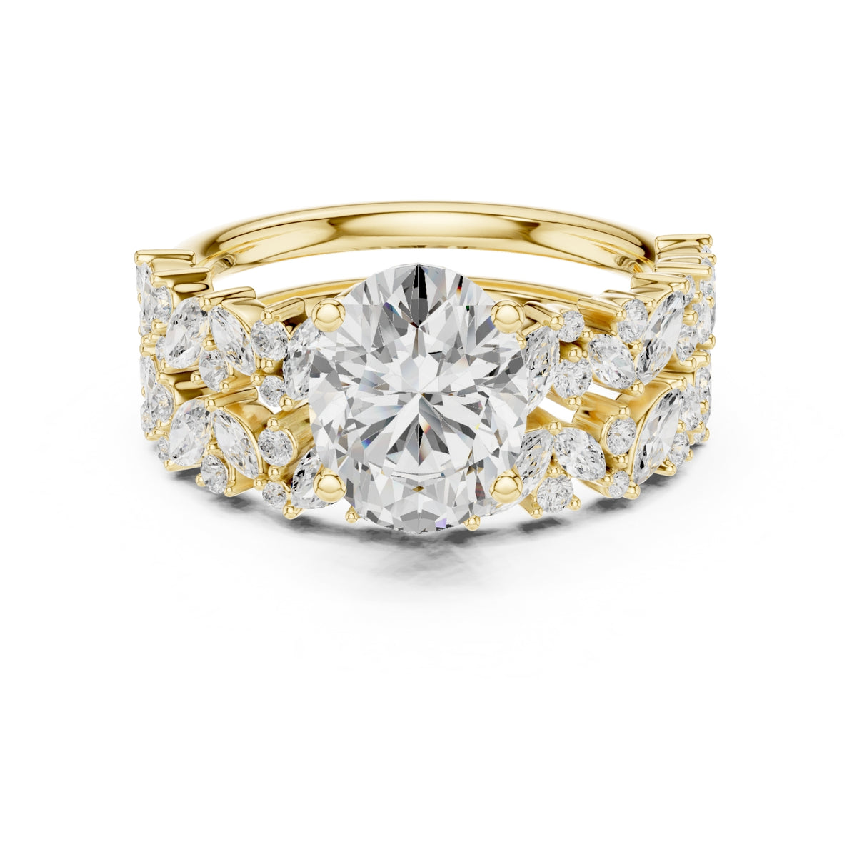 Floral & Round Diamond Cluster Ring – 3.70 CTW