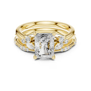 Elegant Diamond Bridal Set with Marquise & Round Accents – Vintage-Inspired Setting