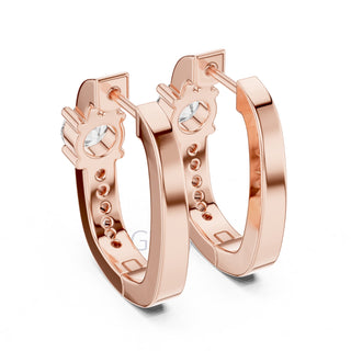 Classic Round Solitaire Diamond Hoop Earrings