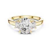 Three-Stone Diamond Engagement Rings | 1ct Center with Emerald Side Stones