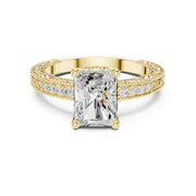 Vintage-Inspired Cut Diamond Engagement Ring with Milgrain & Pavé Detailing