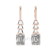 Emerald Elegance Drop Earrings with Trapezoid & Step-Cut Diamonds