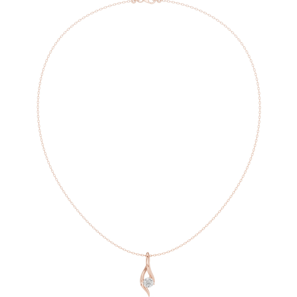 Solitaire Curve Diamond Pendant Necklace