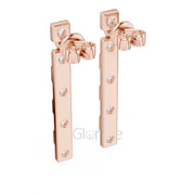Sleek Diamond Bar Drop Earrings