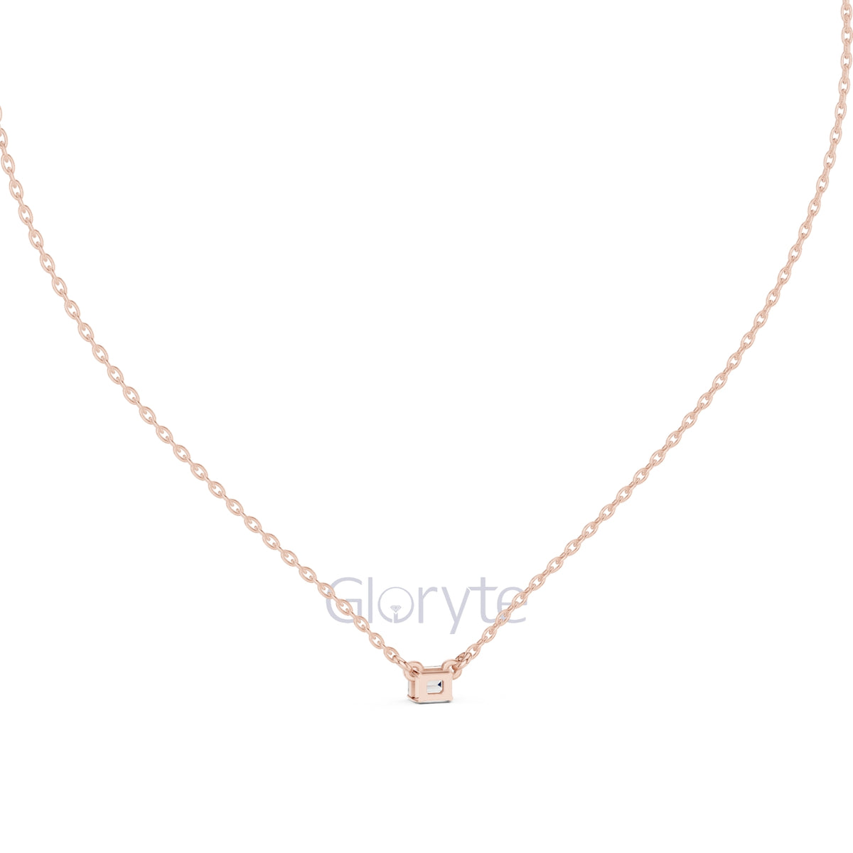 Emerald Cut Solitaire Diamond Pendant Necklace
