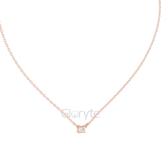 Emerald Cut Solitaire Diamond Pendant Necklace