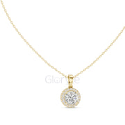 Round Halo Diamond Pendant Necklace