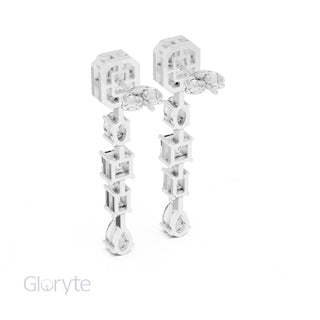 Emerald Halo Cut Diamond Drop Earrings