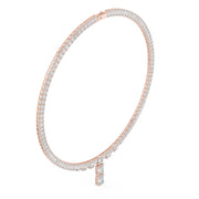 Emerald-Cut Diamond Tennis Necklace with Statement Drop