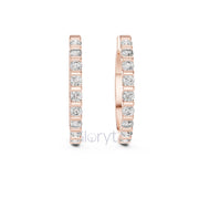 Bar-Set Diamond Hoop Earrings | Classic Round Cut Hoops