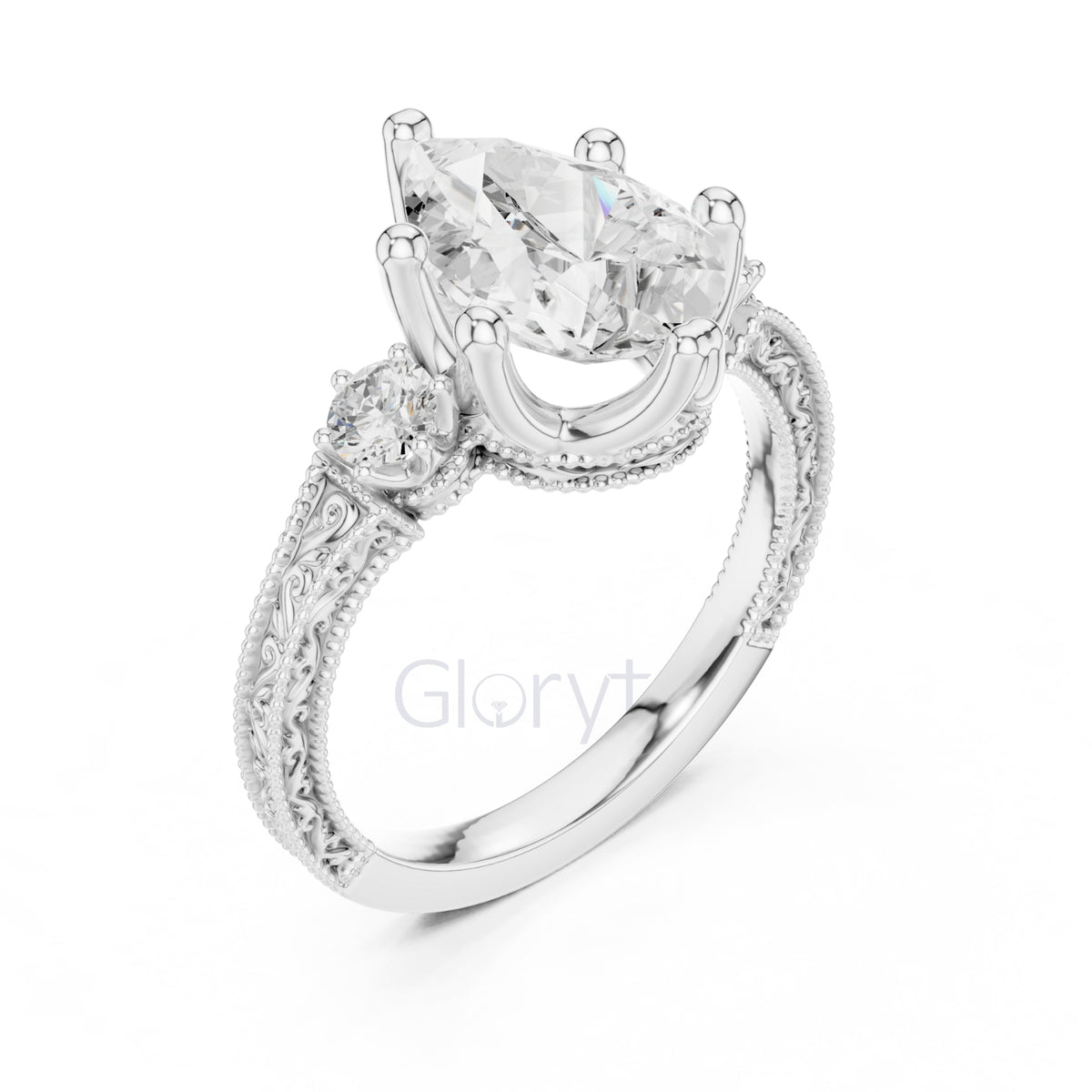 Pear Diamond Vintage Bridal Ring