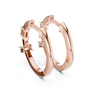 Minimalist Baguette Moissanite Hoop Earrings