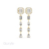 Princess Halo Cut Diamond Drop Earrings