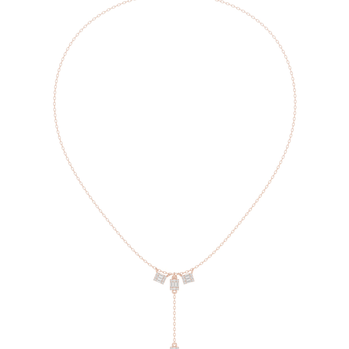 Baguette Cluster Drop Diamond Necklace