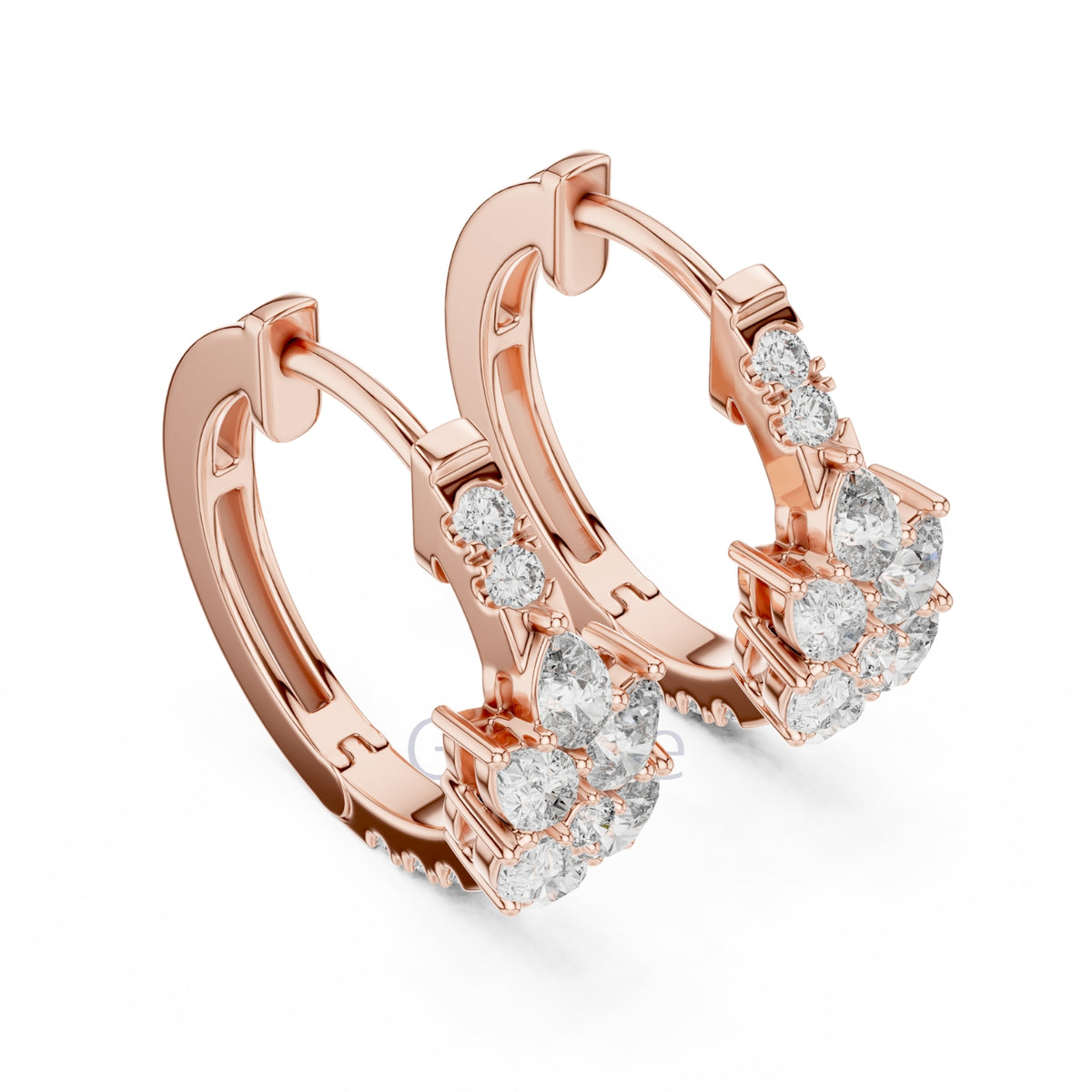 Pear & Round Diamond Hoop Earrings