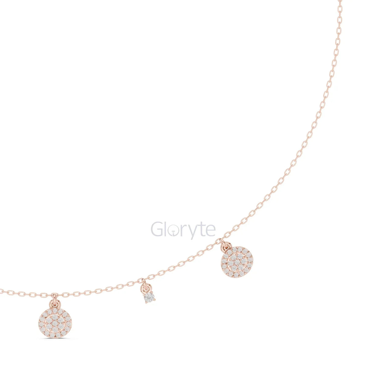 Diamond Charm Necklace – Pave Disc & Solitaire Pendant