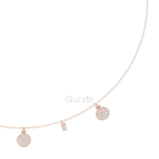 Diamond Charm Necklace – Pave Disc & Solitaire Pendant