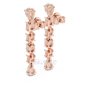 Elegant Multi-Cut Diamond Drop Earrings – Princess, Pear, Oval & Emerald Cuts