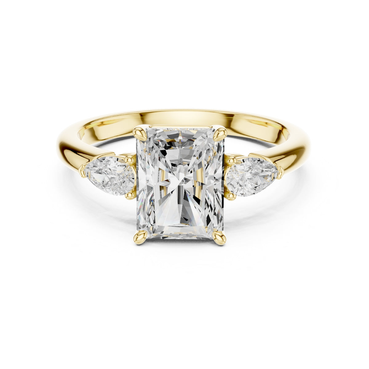 Three-Stone Engagement Ring with Pear Side Diamonds