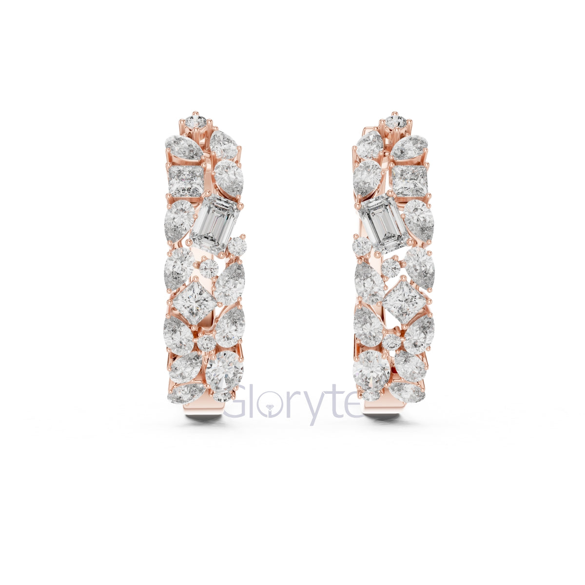 Cluster Diamond Hoop Earrings