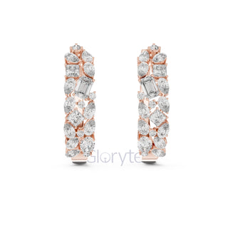 Cluster Diamond Hoop Earrings