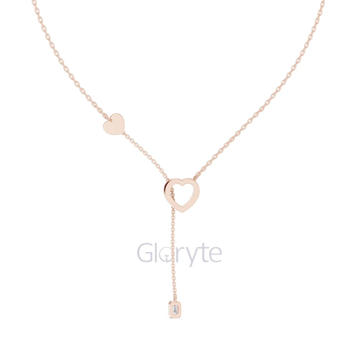 Diamond Heart Drop Pendant Necklace with Accent Chain – Includes Chain
